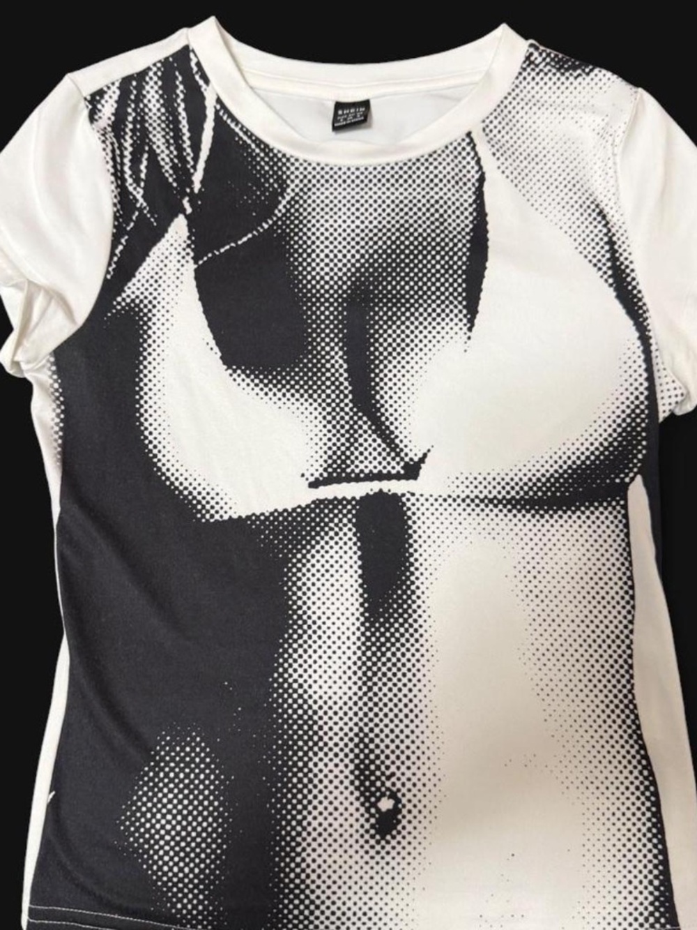 SHEIN Women's White and Black T-shirt